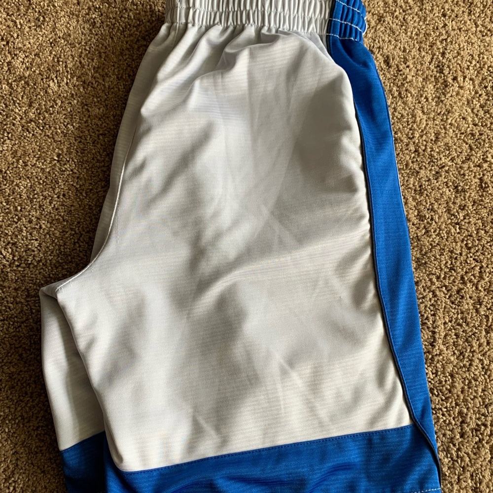 Mens reversible blue/white gym shorts